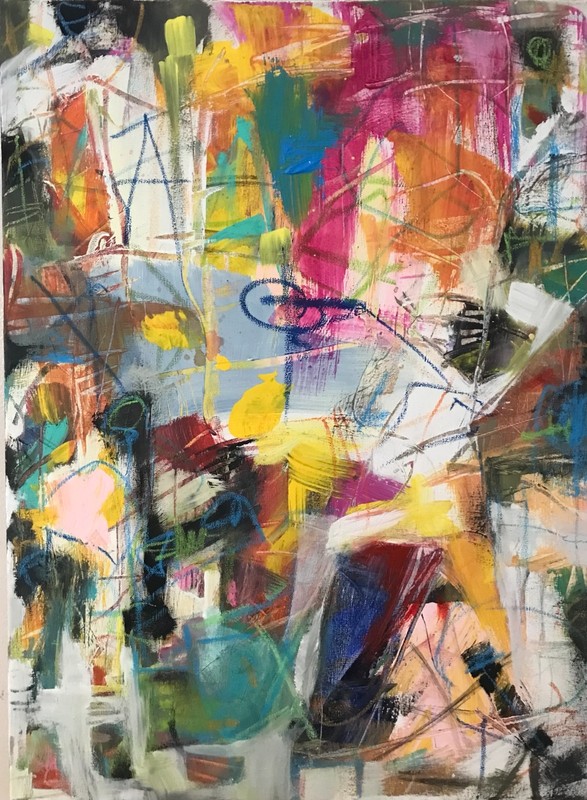 "Untitled" - Two 18"x24" Panels (total 36"x24") - Diptych Acrylic Mixed Media gallery