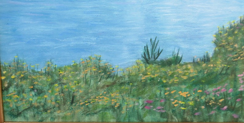 FRAMED OIL ON CANVAS PACIFIC NORTHWEST LANDSCAPE LAKE AND MOUNTAINS gallery
