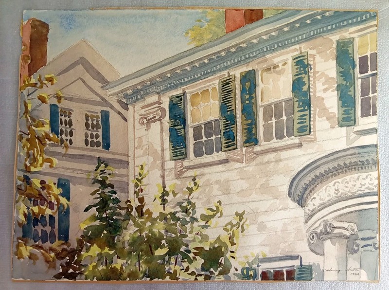 VINTAGE GOVERNOR’S MANSION BY HENRY SCOTT WATERCOLOR PAINTING SIGNED 1960