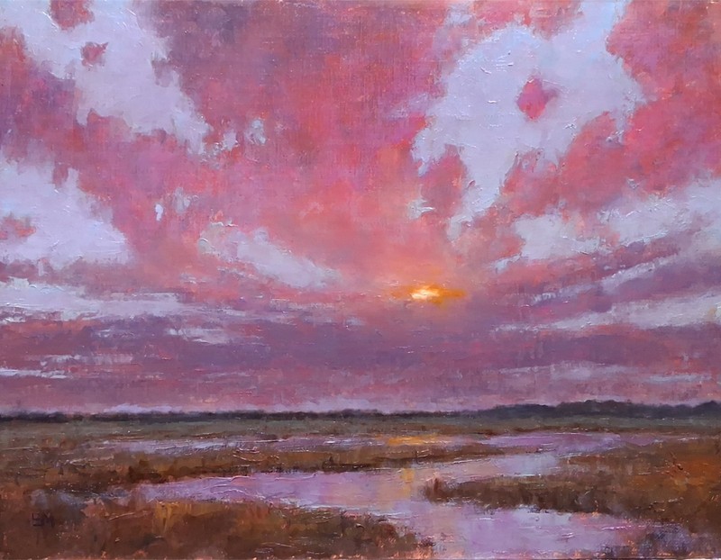 Original Oil Painting Impressionist Low Country Sunrise Signed by artist