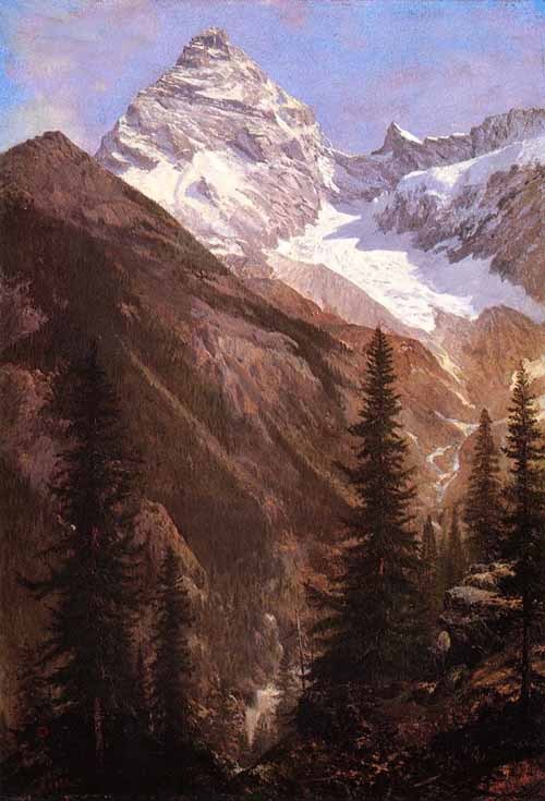 Oil painting Canadian Rockies Asulkan Glacier Albert Bierstadt canvas
