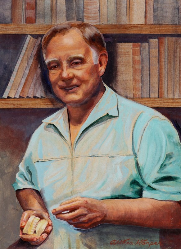 ALTHEA HARPER Dentist or Professor Holding False Teeth oil painting Unframed