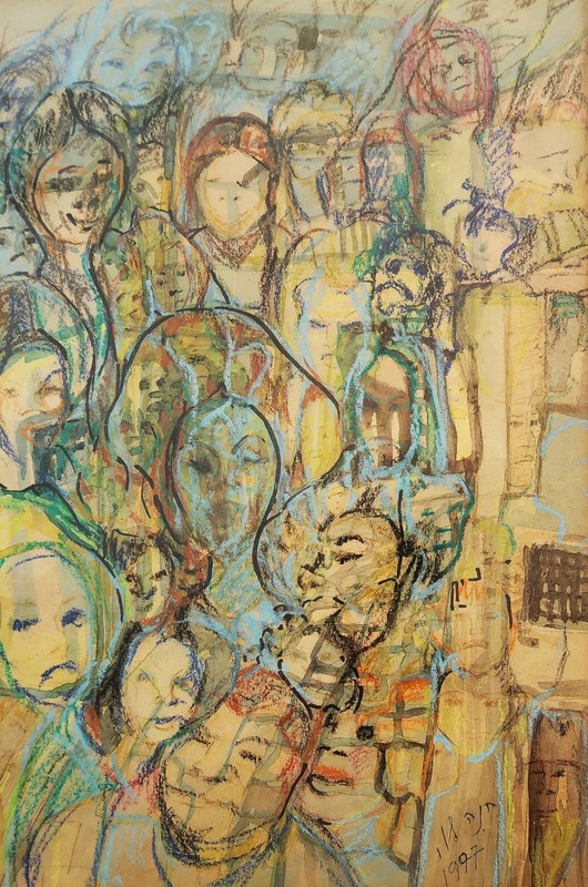 HANNAH LEVI (1914-2006), Pastel & Watercolor on Paper, Figures , Signed gallery