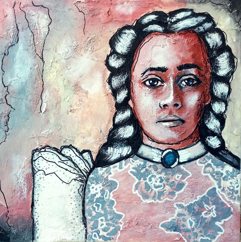 Girl Prtrait Original Painting Modern Art Textured Abstract Pastel Colors, 11×11
