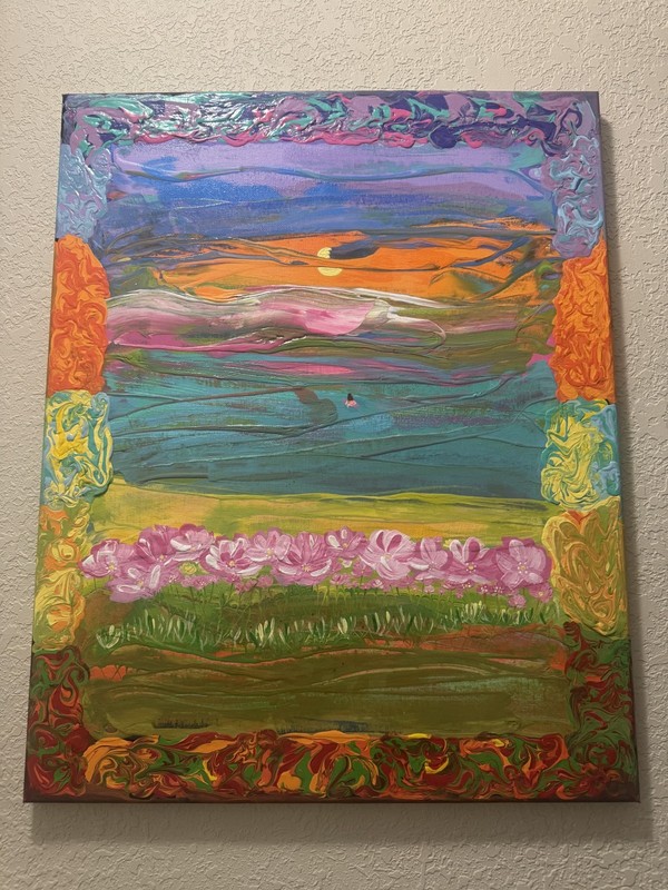 Original Artwork – Girl Surfing at Sunset in Santa Barbara