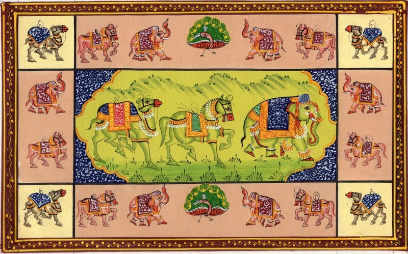 Indian Animal Miniature Painting Handmade Wild Life Nature Ethnic Folk Decor Art