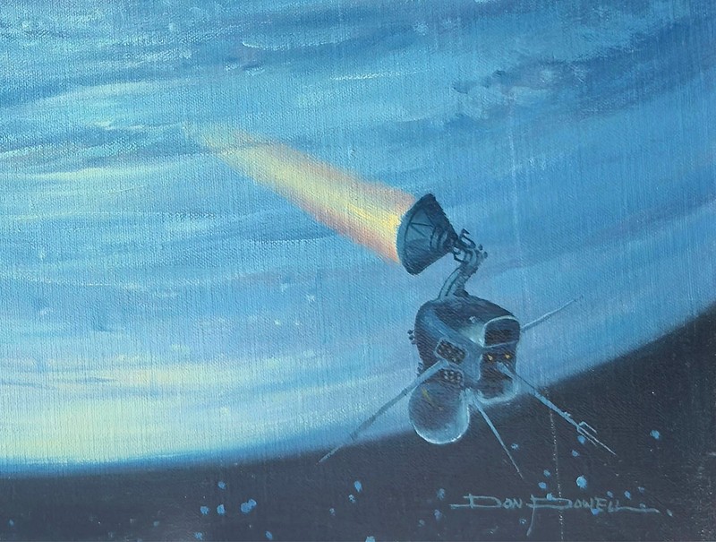 Apollo Inspired Astronaut in Space Sci-Fi Art - 20x24 inch oil on canvas gallery
