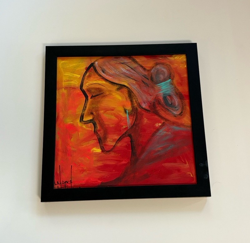 Navajo Painting Leland Holiday Navajo Woman Portrait Native American Abstract