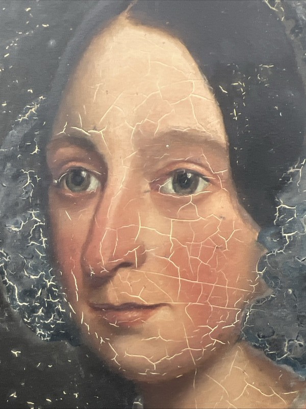 American Folk Art Portrait Oil on Tin Painting Amelia Jackson Holmes dated 1850 gallery