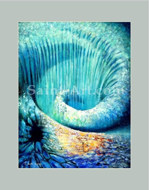 Abstract Wave Art Blue Spiral Vortex Painting Time Line 30"x40"x1" gallery