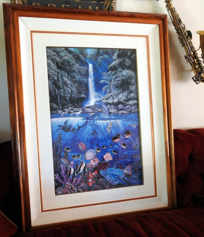 Christian Riese Lassen Eternal Rainbow Sea Framed Koa wood SIGNED edition Art
