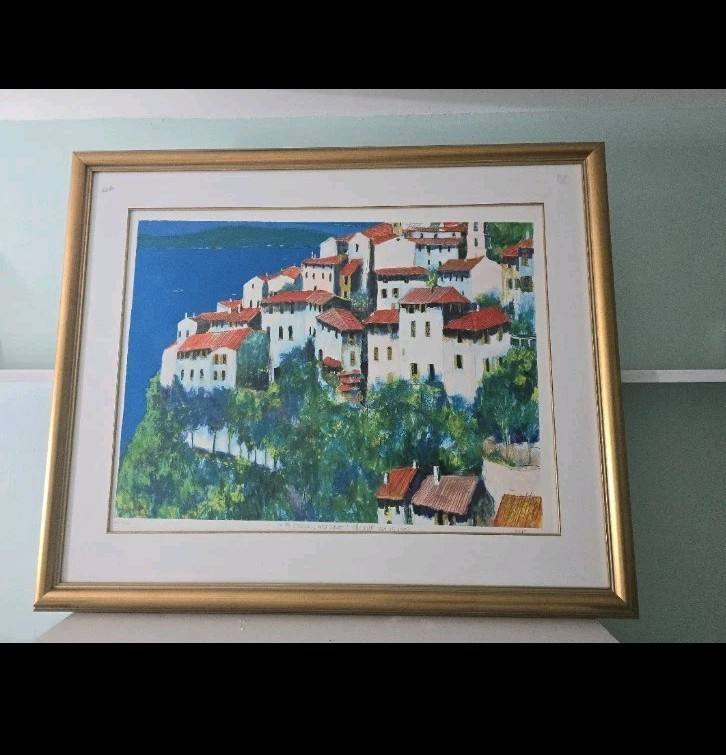 Bill Olendorf "Eze" French Riviera Village Signed AP 15/25 Framed Lithograph gallery
