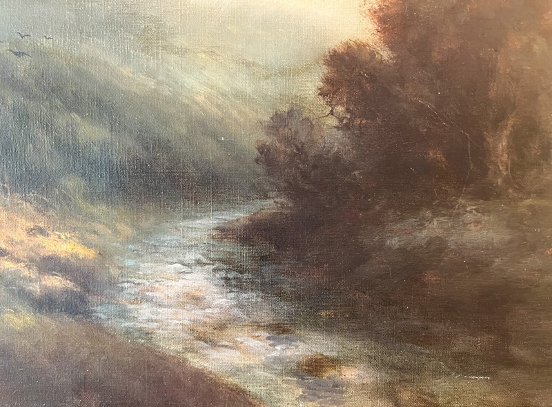 Gorgeous Thomas Bailey Griffin (1858-1919) Landscape Painting+Antique Gilt Frame gallery