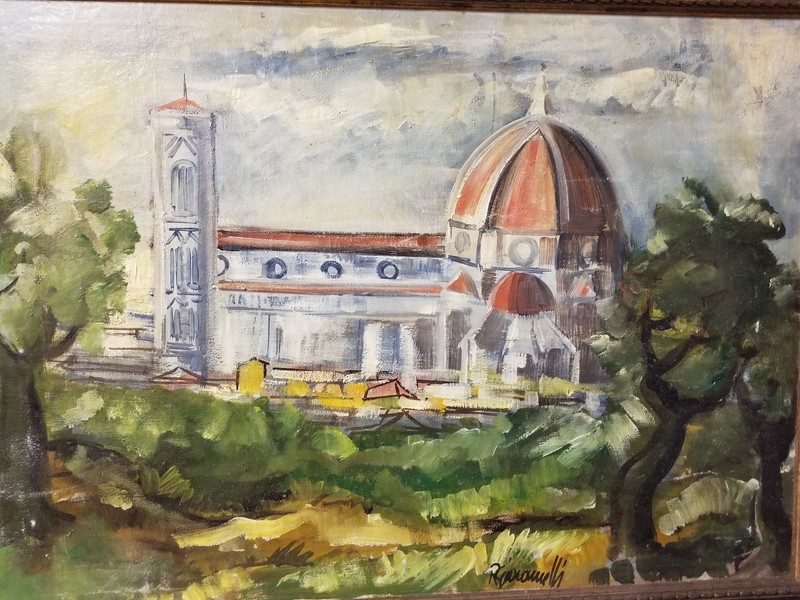 1940’s painting Mid Century Italian Painter Rino Giacomelli Castello Fiorentino