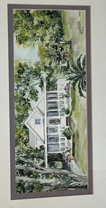 VTG Original AM Dalis Architecture COTTAGE ON BEACHVIEW 14.25”T 19.75”L Framed gallery