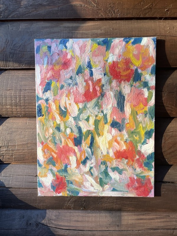 Abstract Pinks And Reds Oil Painting On Canvas Original Hand Painted 18”x24”