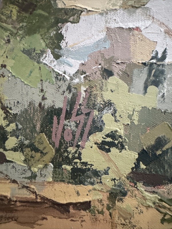 IMPRESSIONIST PAINTING MODERNIST LISTED BILL VOSS LARGE LANDSCAPE PALO VERDE OIL gallery