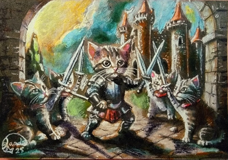 ACEO ORIGINAL PRINT #/ 25 Card Jacob Landis Tabby Whimsy Art "The Wet Alley" gallery