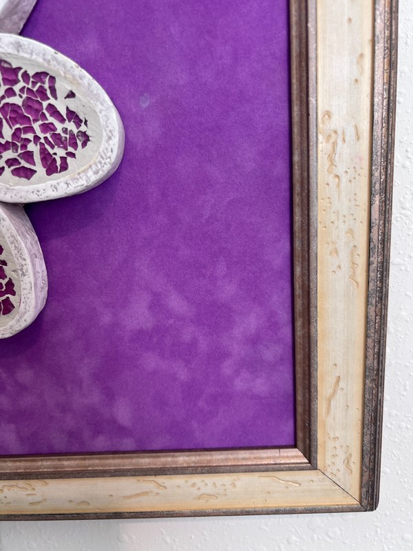 Whimsical Mosaic Flower Wall Art – “LAUGH” 3D Mixed Media on Board, Framed 19x19 gallery