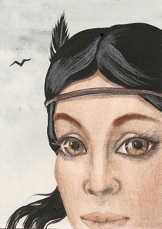 PRINT OF ACEO PAINTING PORTRAIT I Tituba Salem Art Halloween Witch Crow Magic 🍁