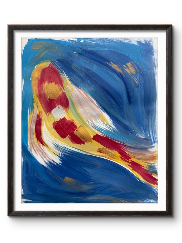 TRANSFORMING KOI 14×11 Expressionistic PAPER Pond Painting Artwork #16