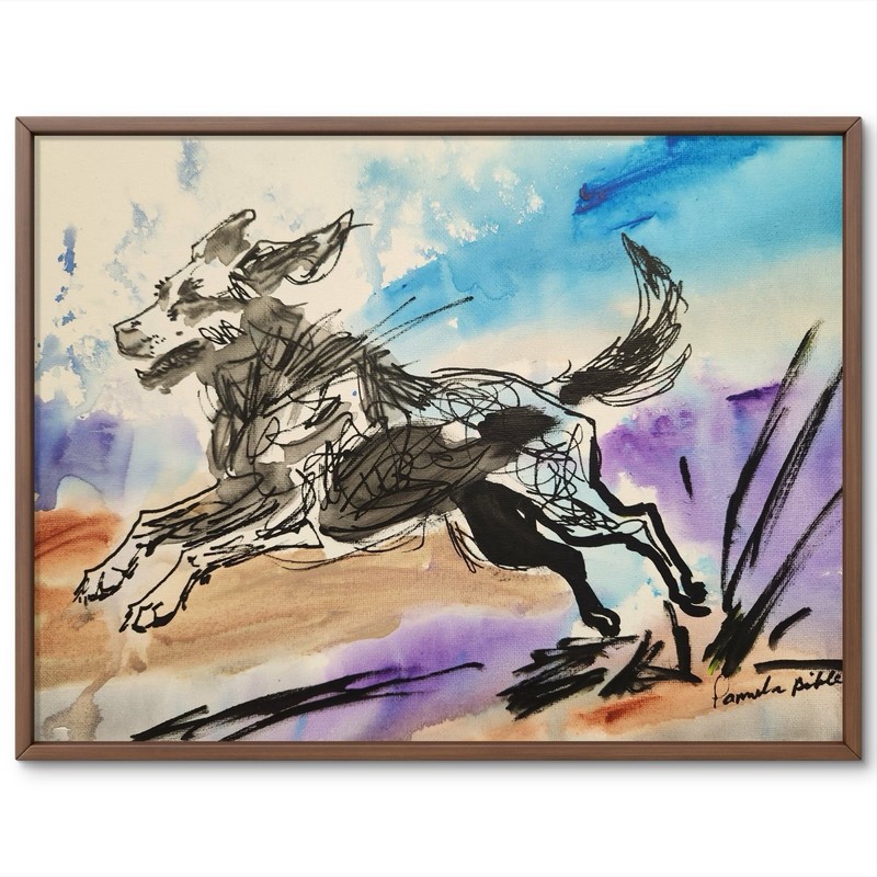 Original Abstract Dog Modern Unique Wall Art Acrylic Canvas 11X14