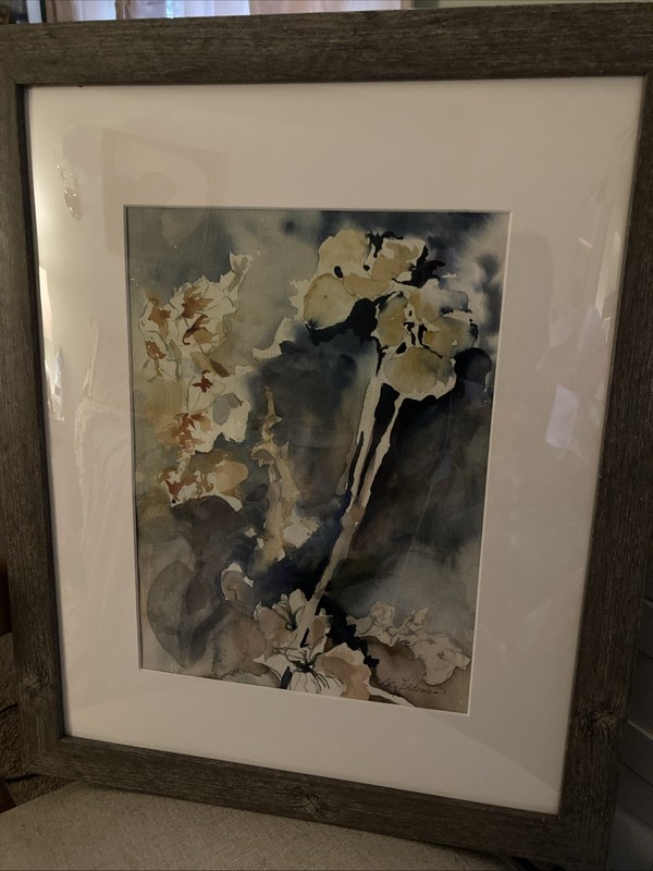 Floral “Last Blooms” Watercolor Painting Signed Elizabeth (Betty) Eddowes 22X18