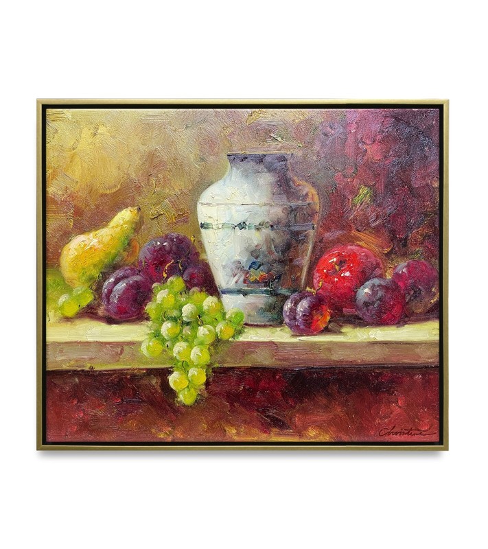 Hungryartist -Original Oil Painting of Still-Life Fruits on Canvas 20×24 Framed