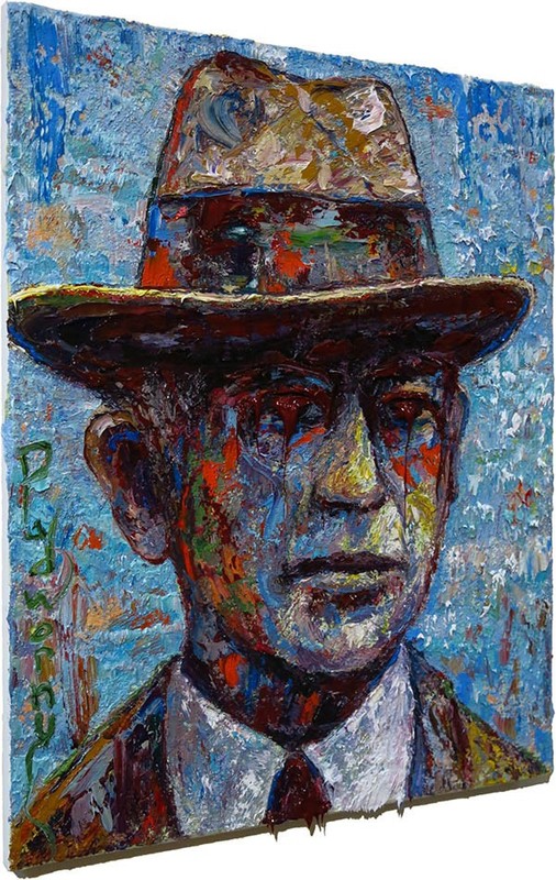 MAN PORTRAIT OIL█PAINTING hat█REALIST ART█SIGNED VINTAGE ORIGINAL OUTSIDER█MALE gallery