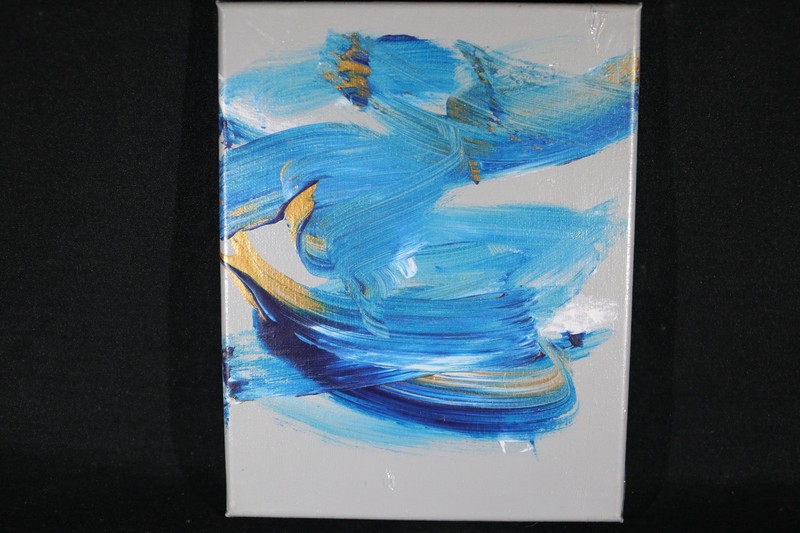 Animal Art Elephant Trunk Painting on Canvas Grey Blue Profits Charity