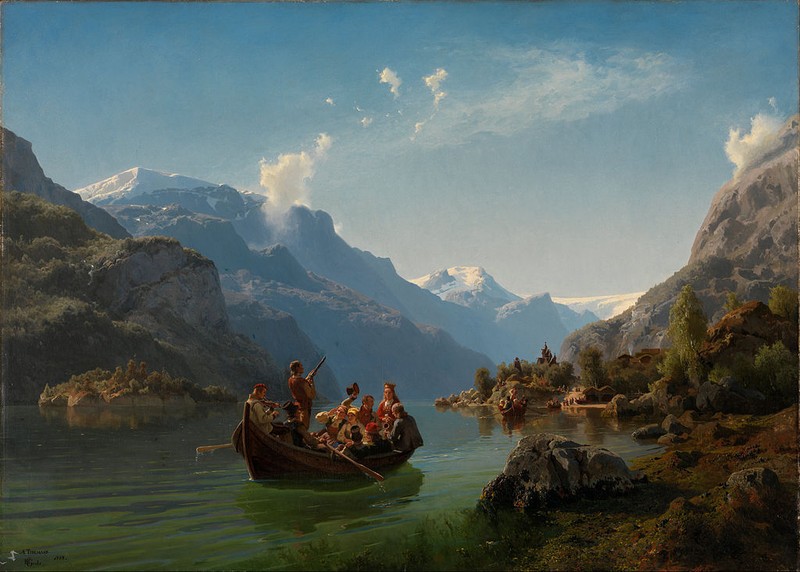 Oil Bridal Procession on the Hardangerfjord, by Adolph Tidemand and Hans Gude