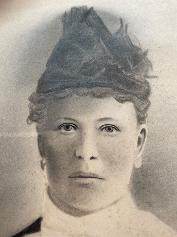 Antique Victorian Woman Charcoal Chalk Sepia Art Portrait