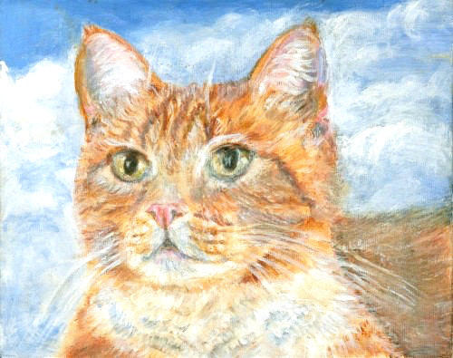 BCB Orange Tabby Cat Inspired Hand Painted Art on Stretched Canvas 8 X 10 Inches