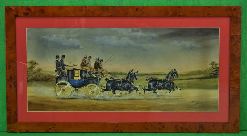 Coaching Watercolour w/ Gouache by H.W Standing 1930
