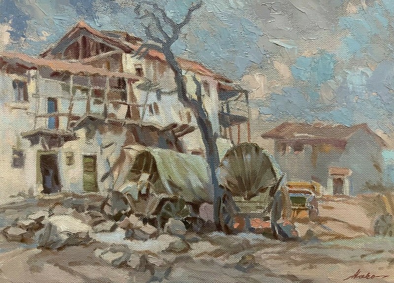 «Rocca, Italy 1918» Painting by BARTHOLOMEW MAKO, Italy WWI, Impressionism
