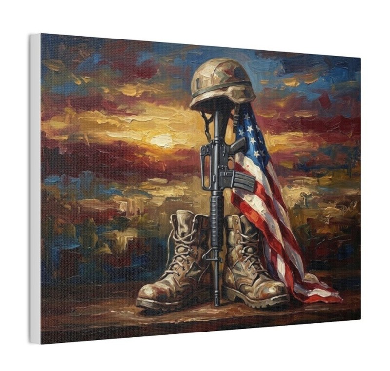 Fallen Hero Military Digital Oil Painting Canvas 16×12 Patriotic Wall Art Decor