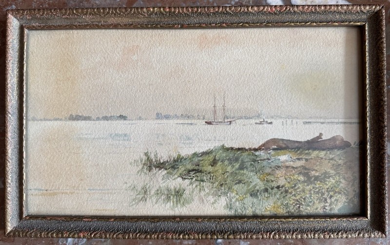 Henry Orne Rider Original Painting Art Watercolor American School Riverscape