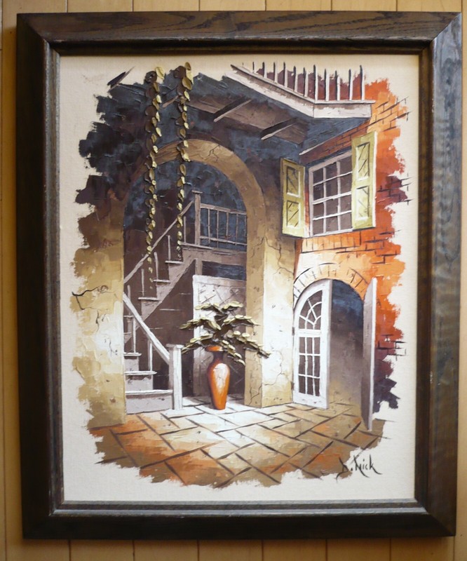 D. NICK, DICK NICK NEW ORLEANS VINTAGE OIL COURTYARD FRENCH QUARTER SIGNED OIL gallery