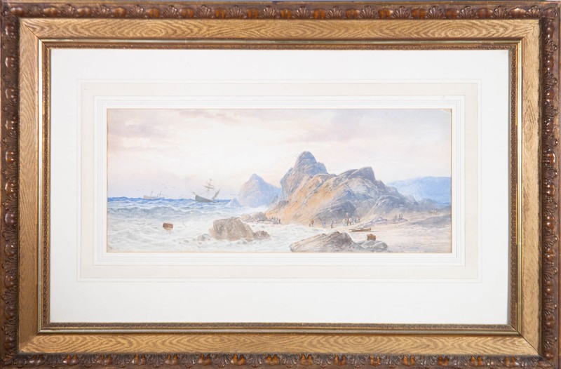 Signed & Framed c.1890 Watercolour – Sailors at Dawn