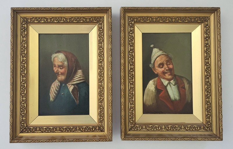 Antique oil paintings. Oluf Simony Jensen(1864-1923): “An elderly couple”