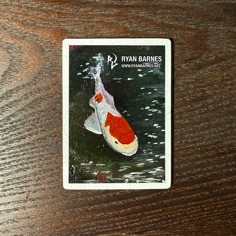 ACEO Original Hand Painted Koi Fish Oil Painting by Ryan 3.5 x 2.5 inches