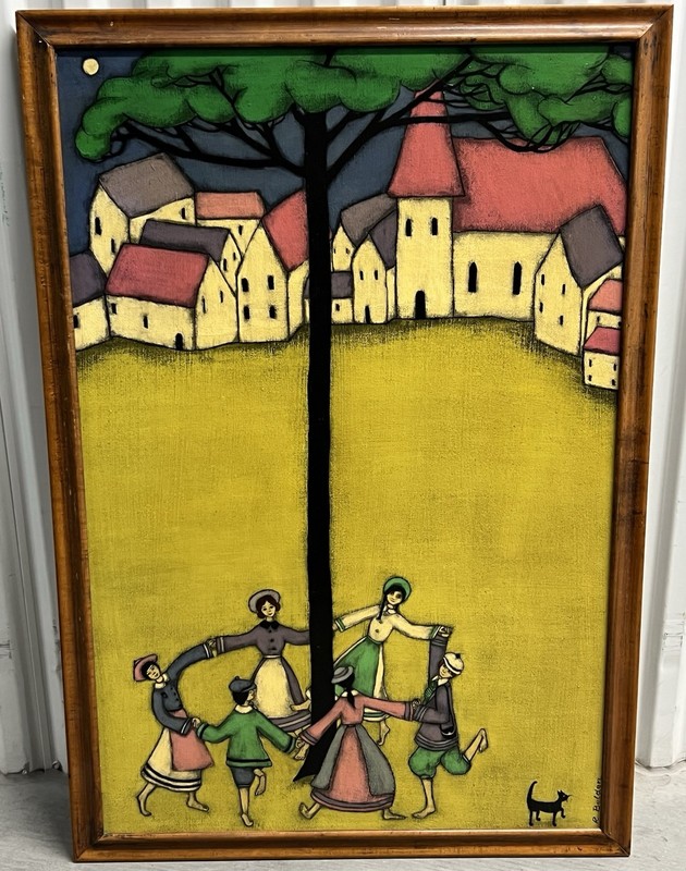 Rosemarie Belden (American, b. 1937) Oil Painting on Board 38×26” Framed