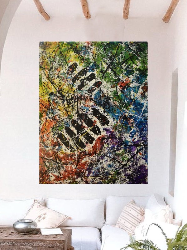 Jackson Pollock Style Giant Canvas Painting 84”X62” (7 Foot) Abstract Modern XL gallery