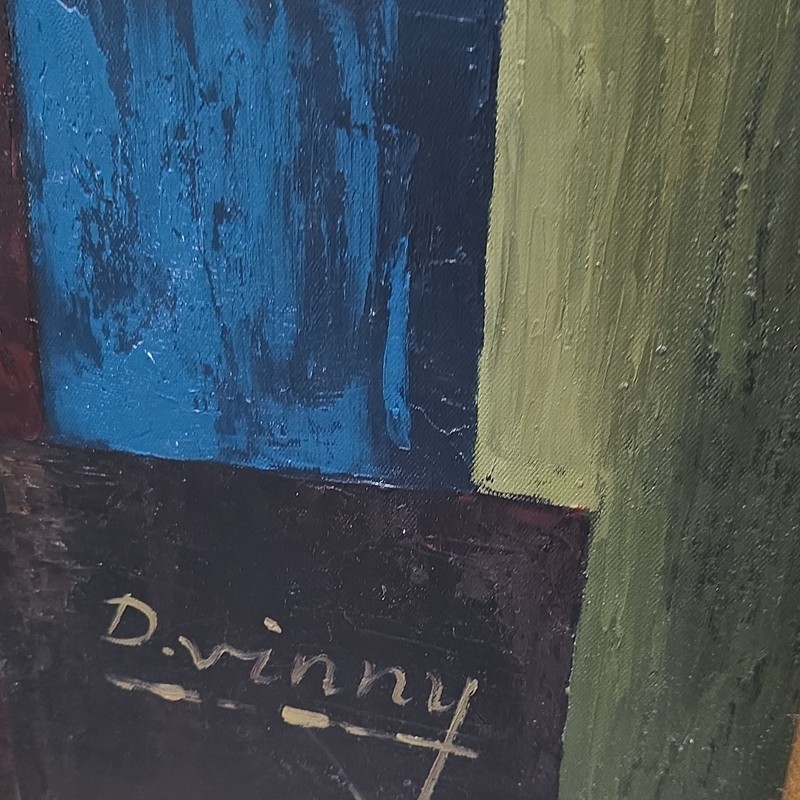 Danny Signed Framed Abstract Modern Floral Still Life Vase Original Canvas OOAK gallery