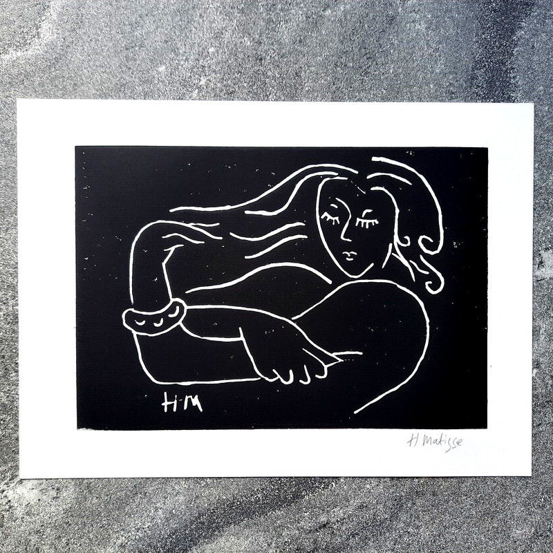 Matisse signed Original linocut hand printed c1950s from original block gallery