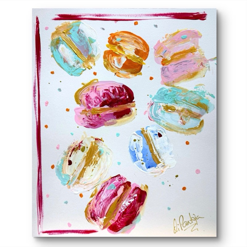 Macaroons Original Art 14×11 Paper Abstract Acrylic Modern Wall Art Fine Art