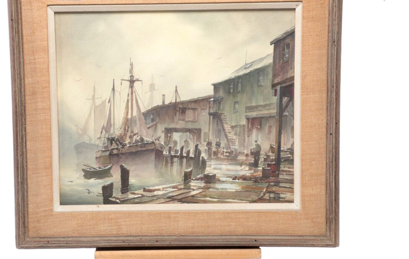 LISTED ARTIST John Cuthbert Hare (1908-1978) GLOUCESTER WHARF Watercolor