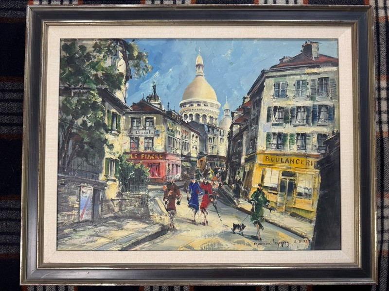 Maurice Legendre Oil Painting Paris 1950s La Rue Norvins Sacre-coeur Montmartre