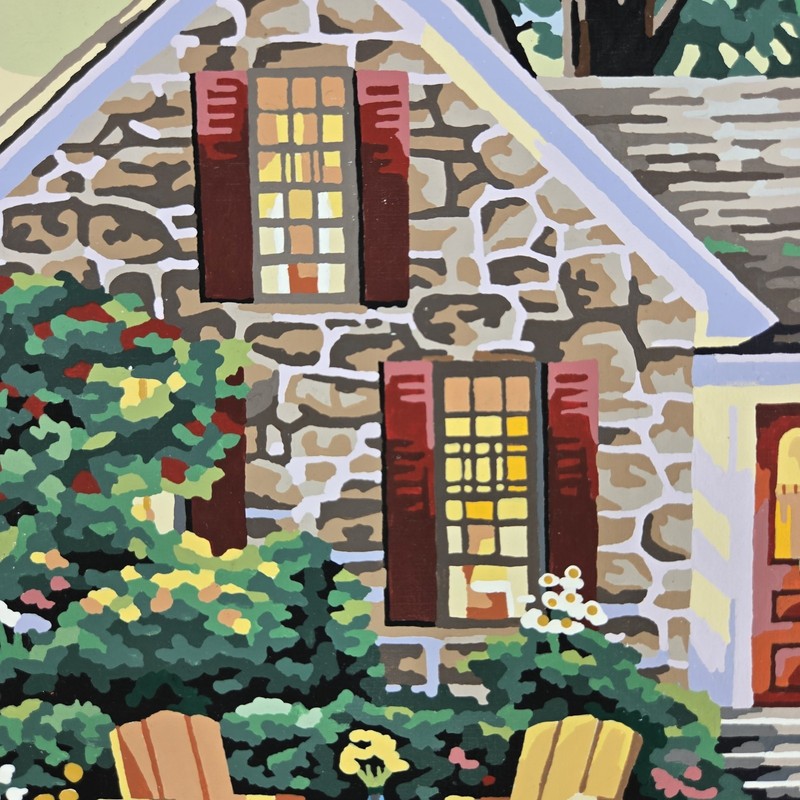 Summer Cottage Paint By Number Finished Acrylic Painting Golden Dogs Lake 20x16 gallery