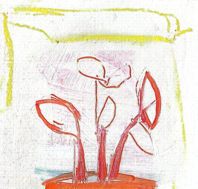 Original Abstract Still Life Acrylic 12x12 Wood Panel Painting, Holly Hammond gallery